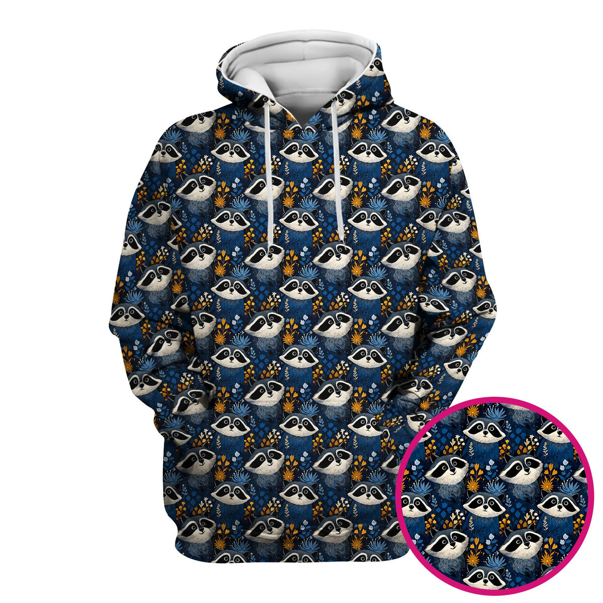 Raccoon Blue Floral Forest Nurse Scrub Top