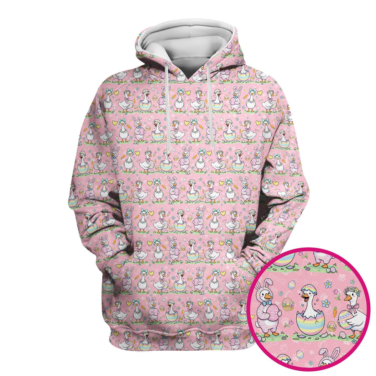 Pastel Easter Goose Bunny Egg Pattern Scrub Top, Comfortable Scrubs for Nurses