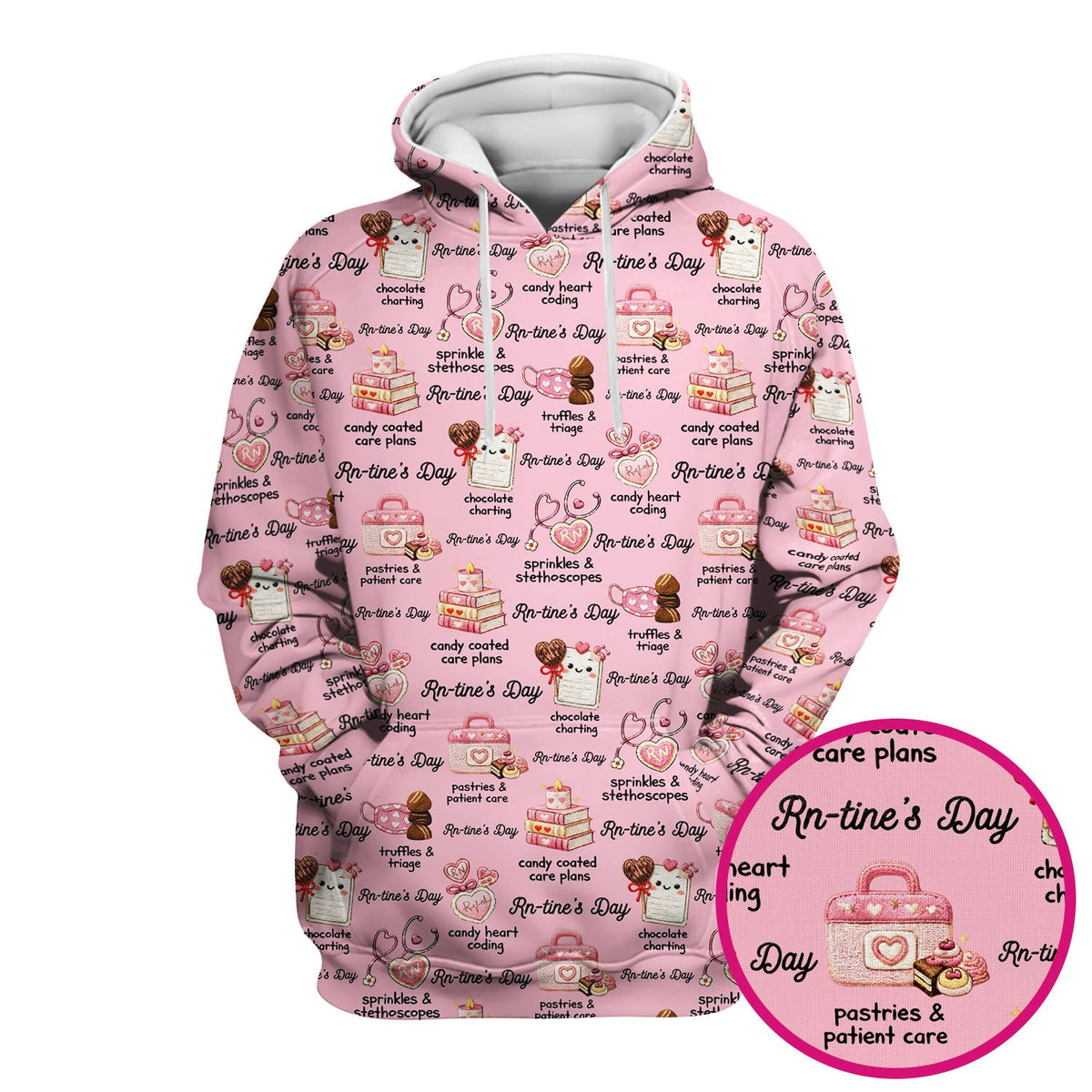 RN Sweets Valentine Stethoscope Nurse Scrub Top