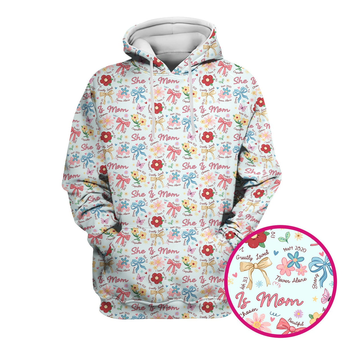 She Is Mom Floral Bow Nurse Scrub Top