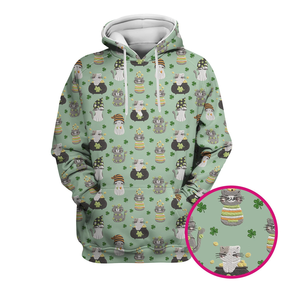 St Patrick Lucky Cat Shamrock Nurse Scrub Top