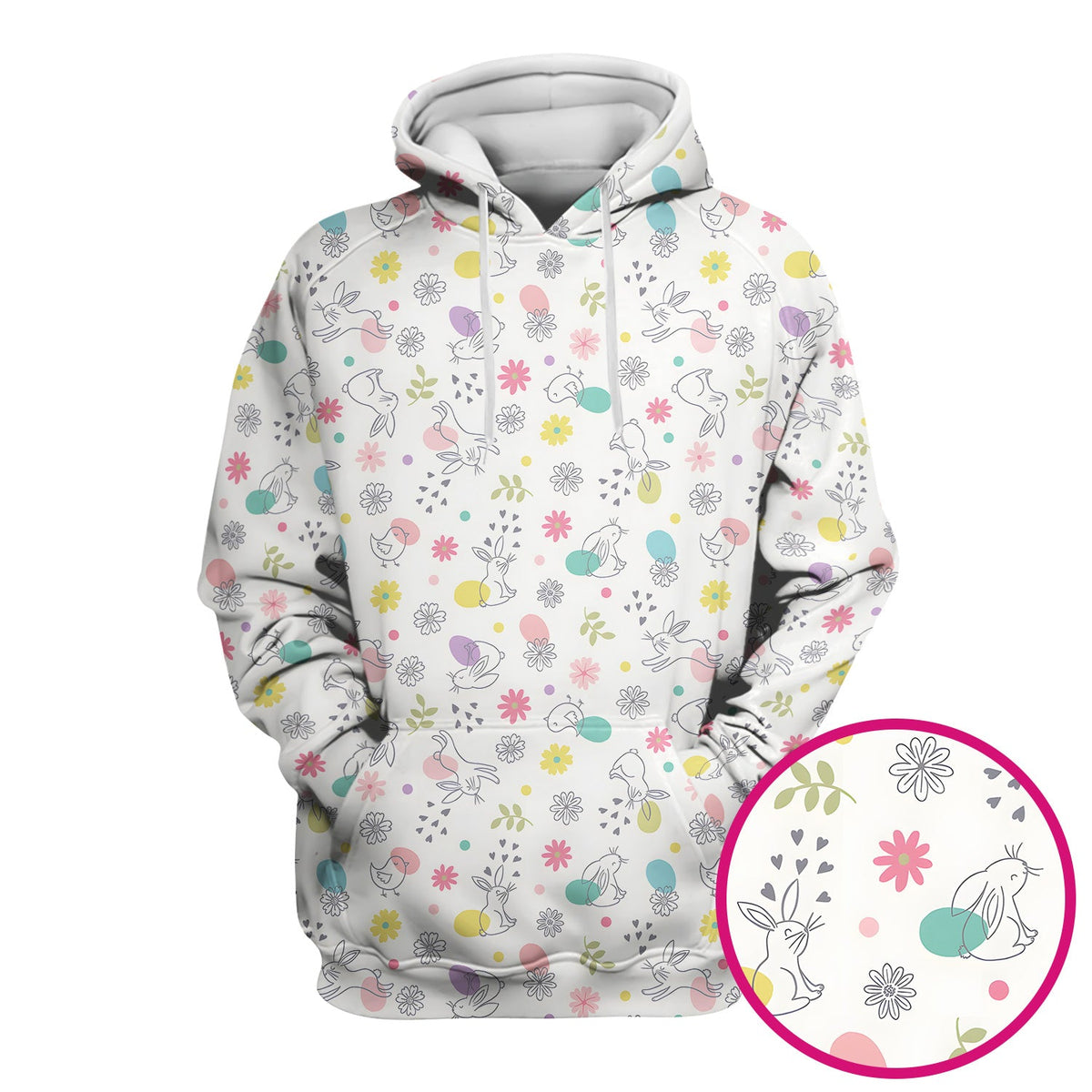 Whimsical Easter Bunny Eggs Nurse Scrub Top