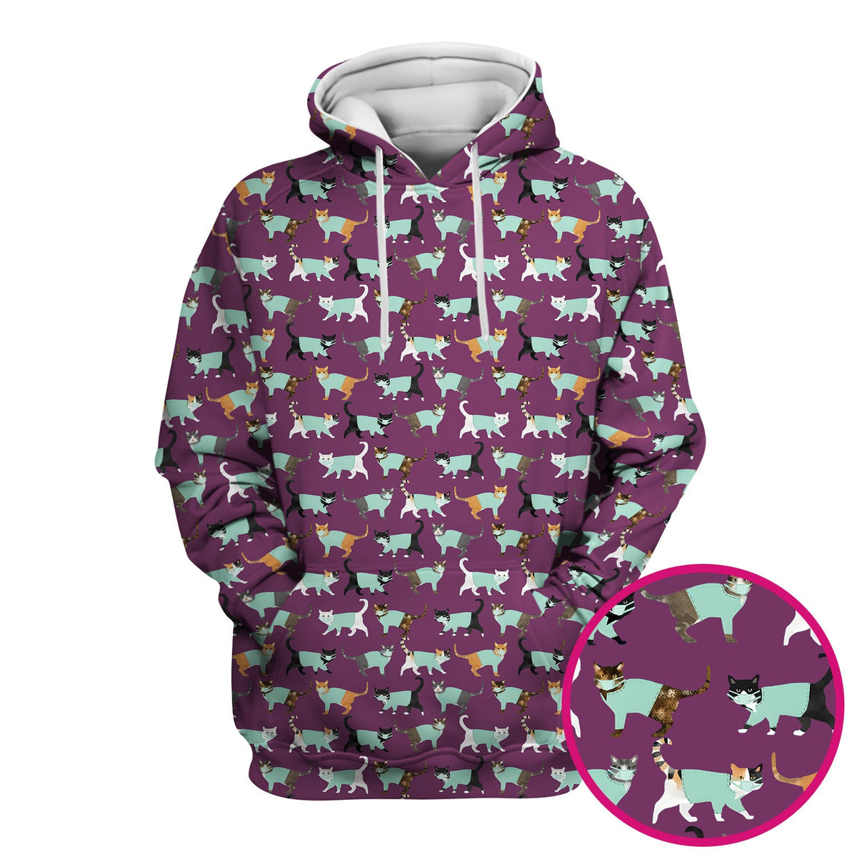 Playful Cat Nurse All Over Print Scrub Top, Comfortable Scrubs for Nurses
