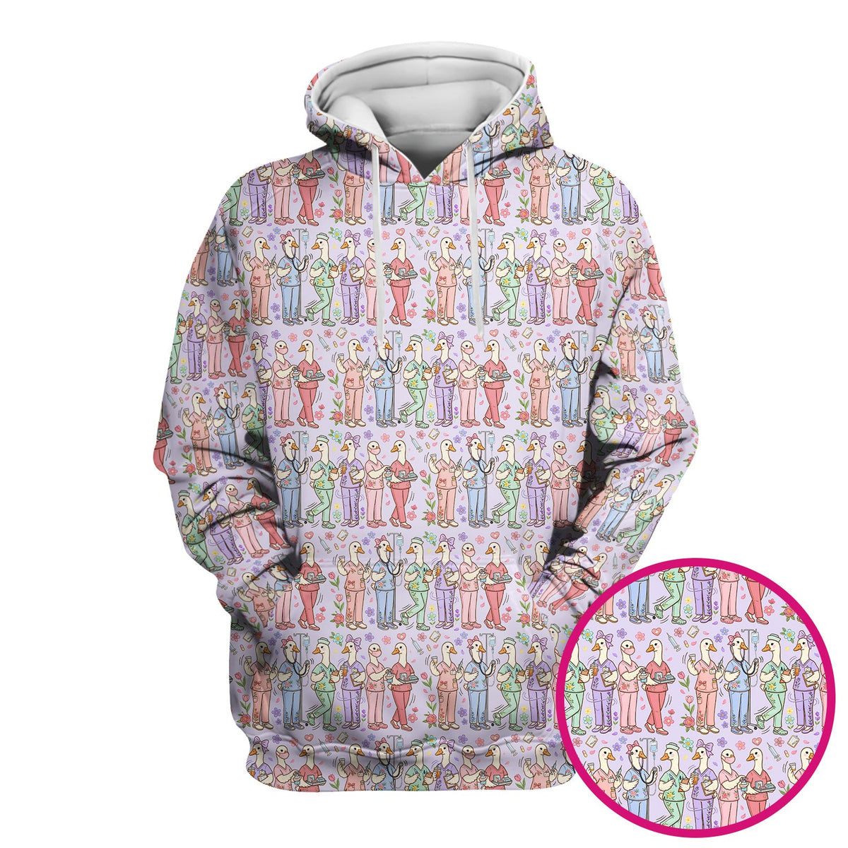 Goose Characters Floral Nurse Scrub Top
