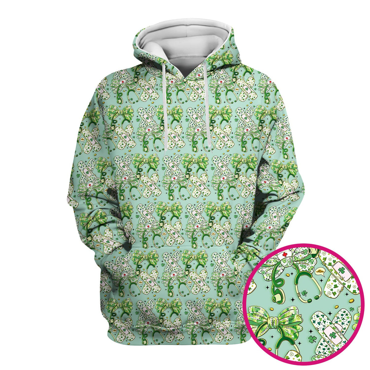 St Patrick Shamrock Stethoscope Nurse Scrub Top