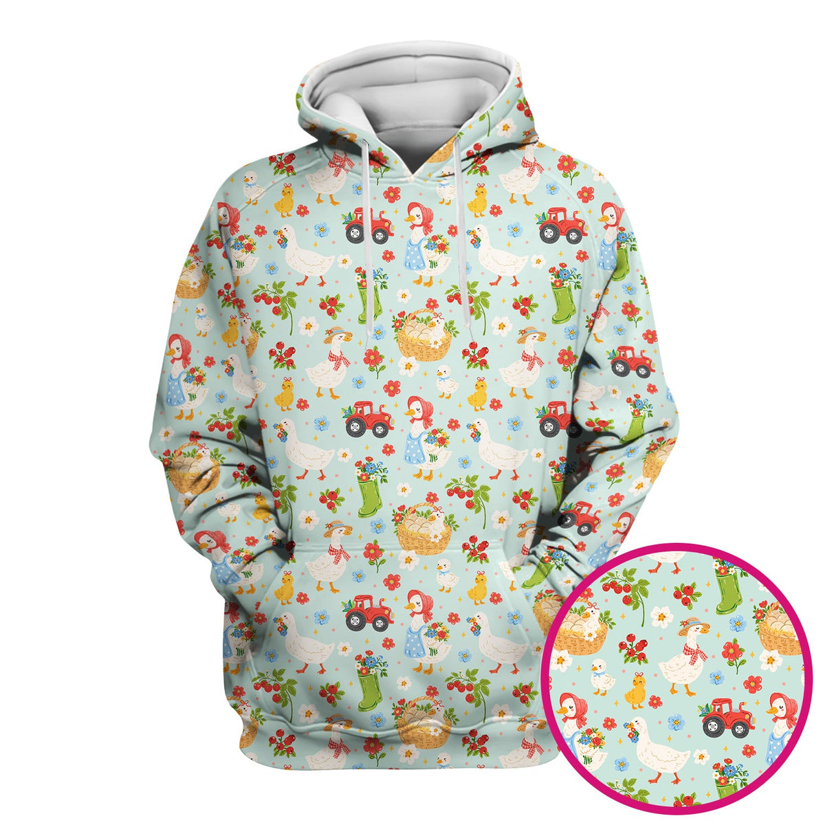 Farm Duck Chicken Tractor Flower Basket Nurse Scrub Top