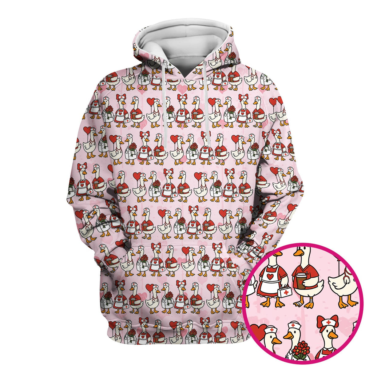 Valentine Nurse Goose Scrub Top