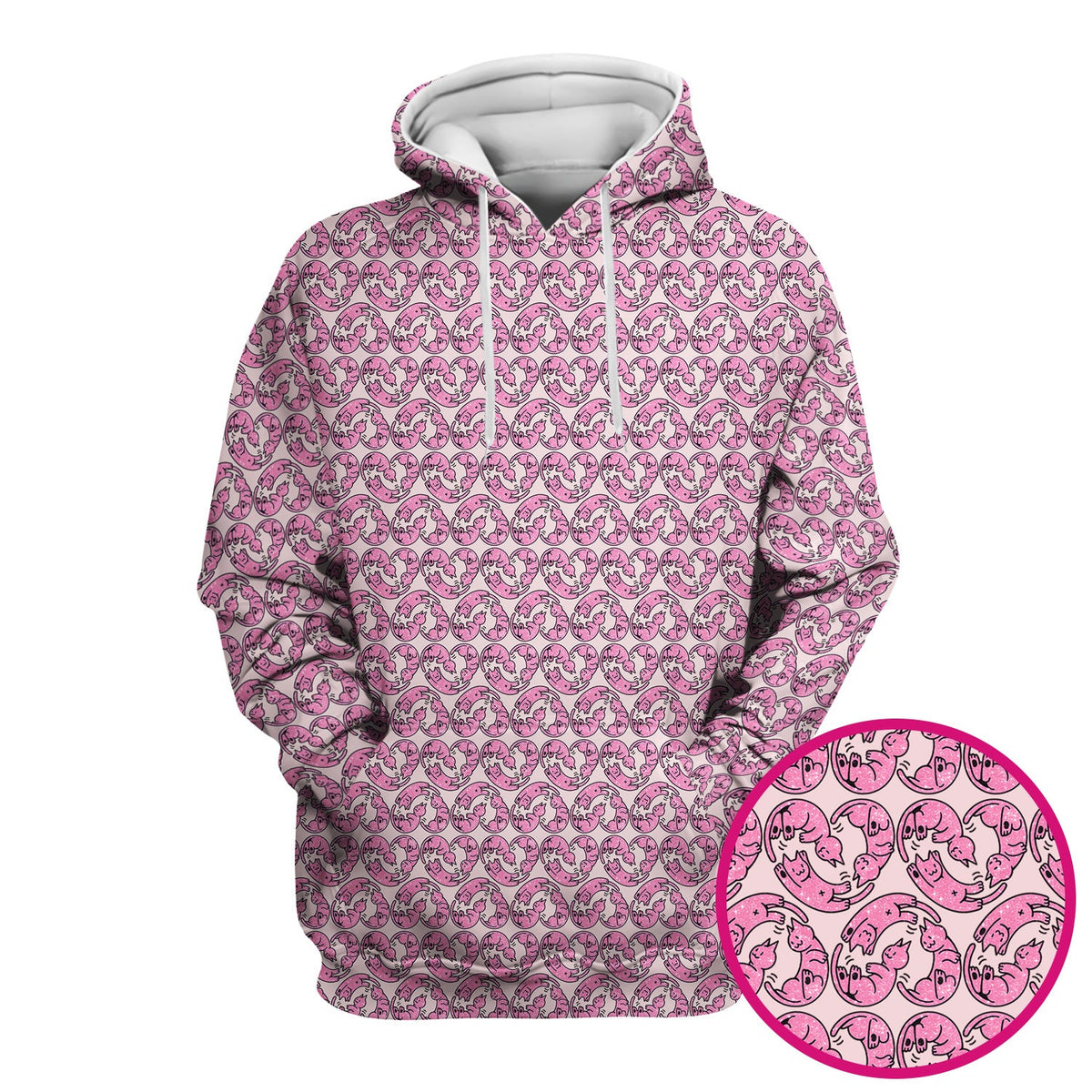 Pink Cat Cartoon Nurse Scrub Top