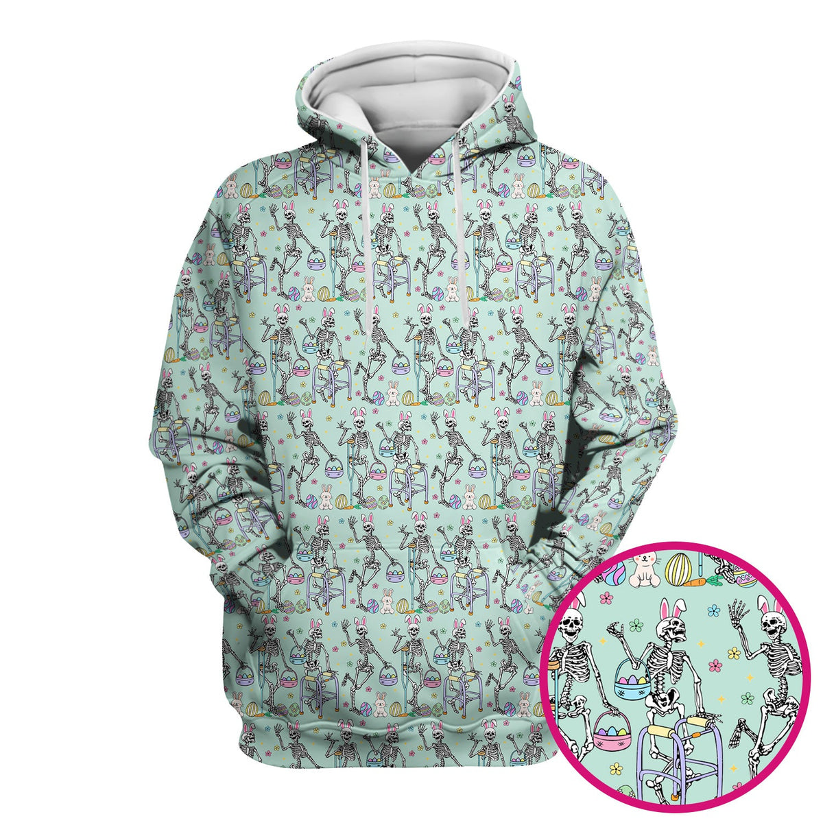 Fun Skeleton Bunny Nurse Scrub Top - Easter Gift