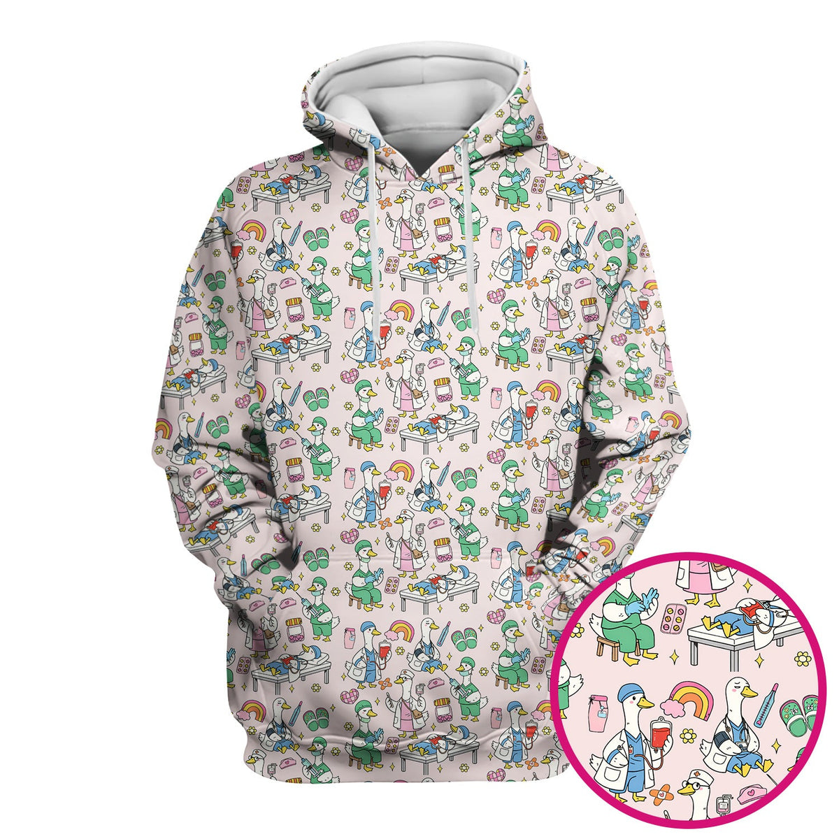 Duck Medical Doodle Nurse Scrub Top