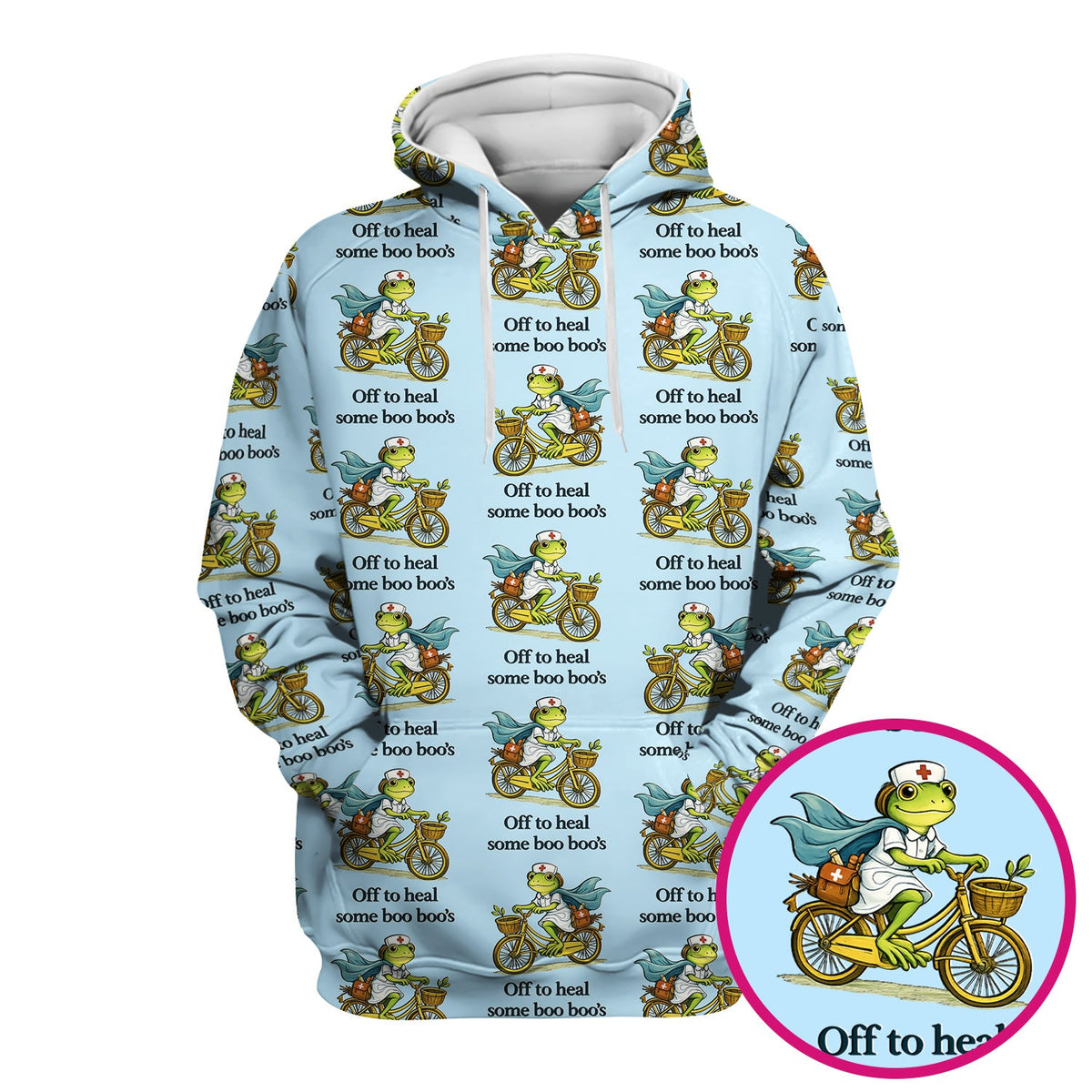 Frog Cycling Nurse Scrub Top