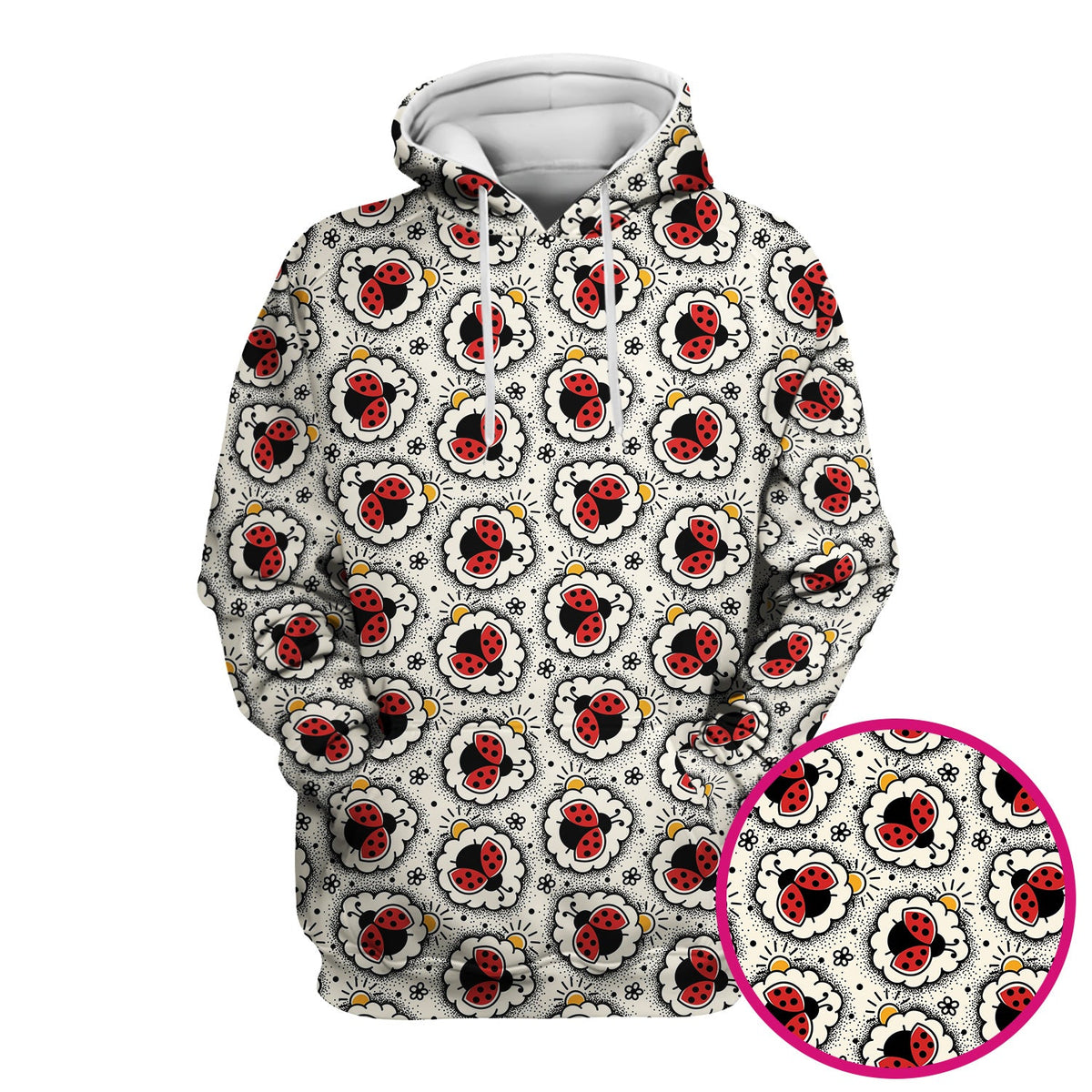 Ladybug Floral Frame Nurse Scrub Top