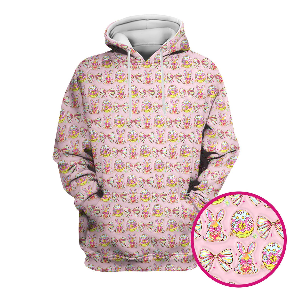 Bunny Pastel Egg Bow Nurse Scrub Top - Easter Gift