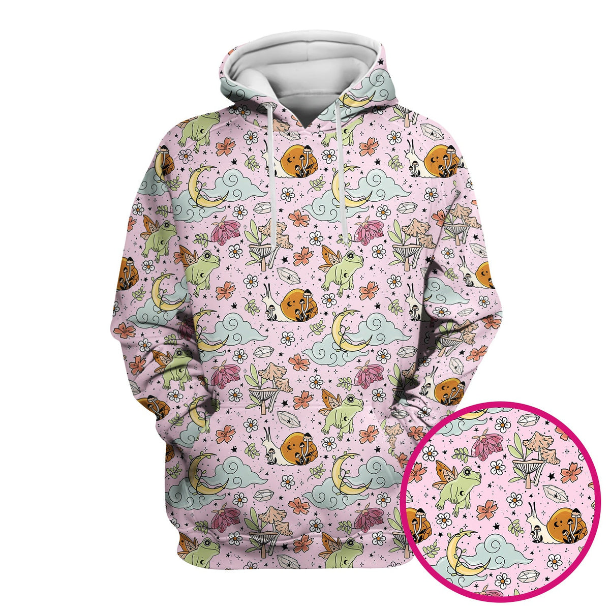 Whimsical Frog Moon Mushroom Nurse Scrub Top