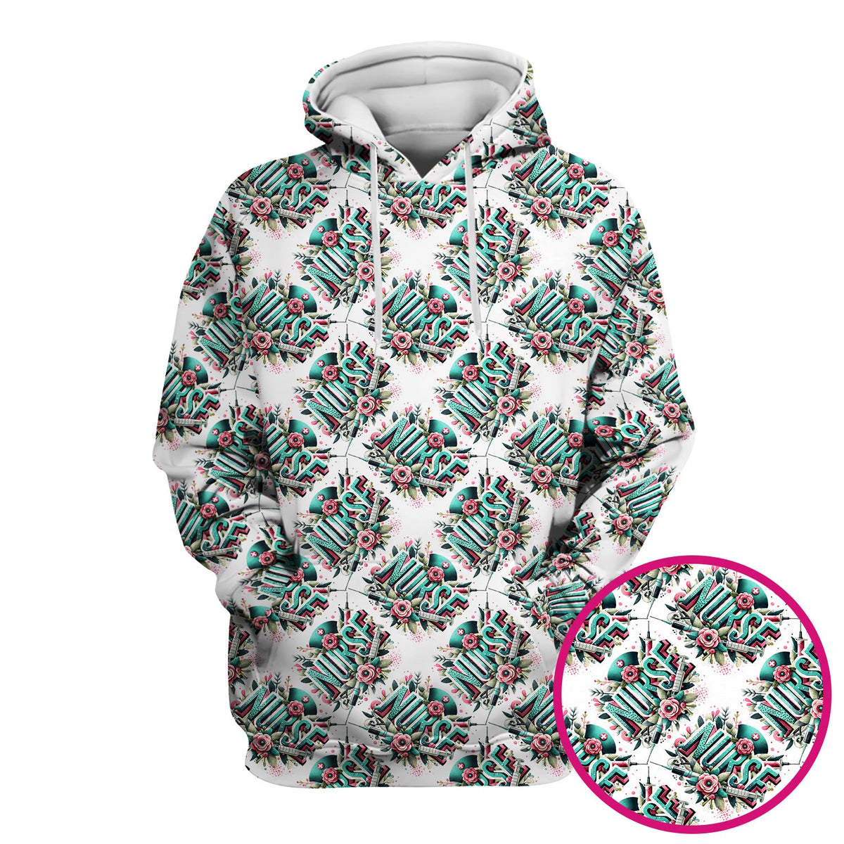 Typography Floral Nurse Scrub Top