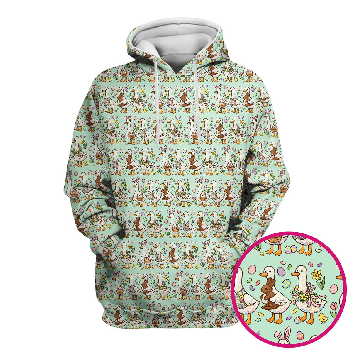 Duck Bunny Egg Floral Nurse Scrub Top - Easter Gift