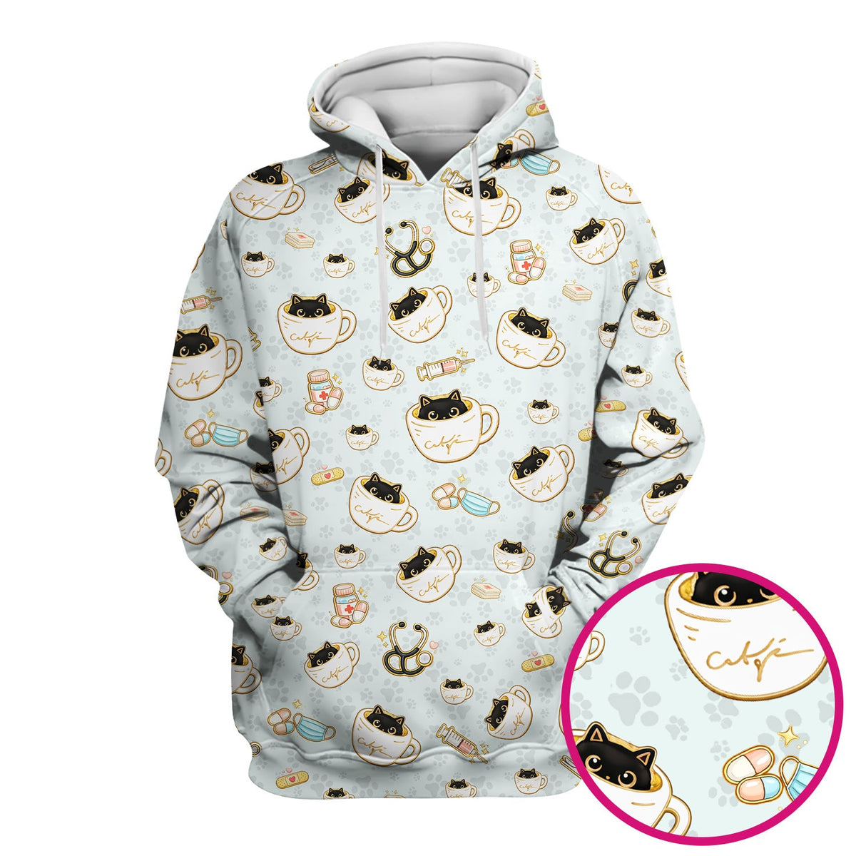 Coffee Cat Nurse Scrub Top