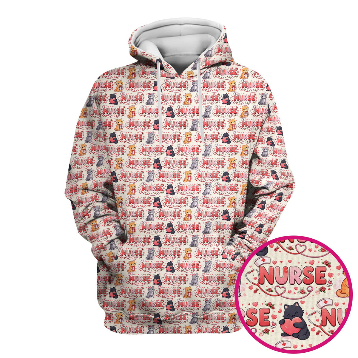 Cat Heart Nurse Scrub Top - Valentines Day Gift