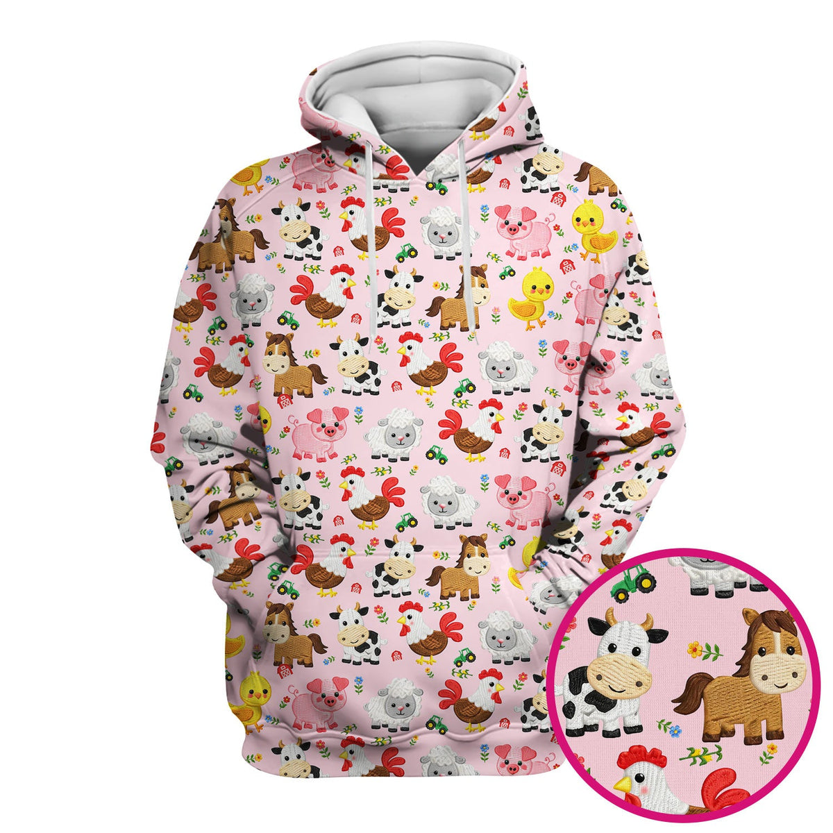 Cartoon Farm Animal Nurse Scrub Top