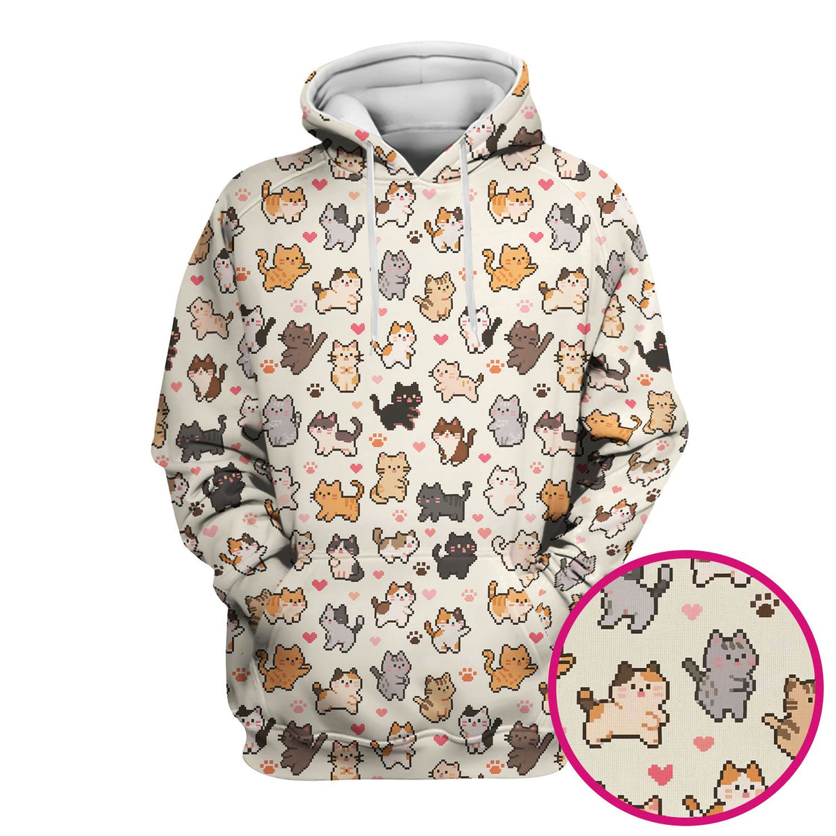 Pixel Cat Heart Paw Nurse Scrub Top