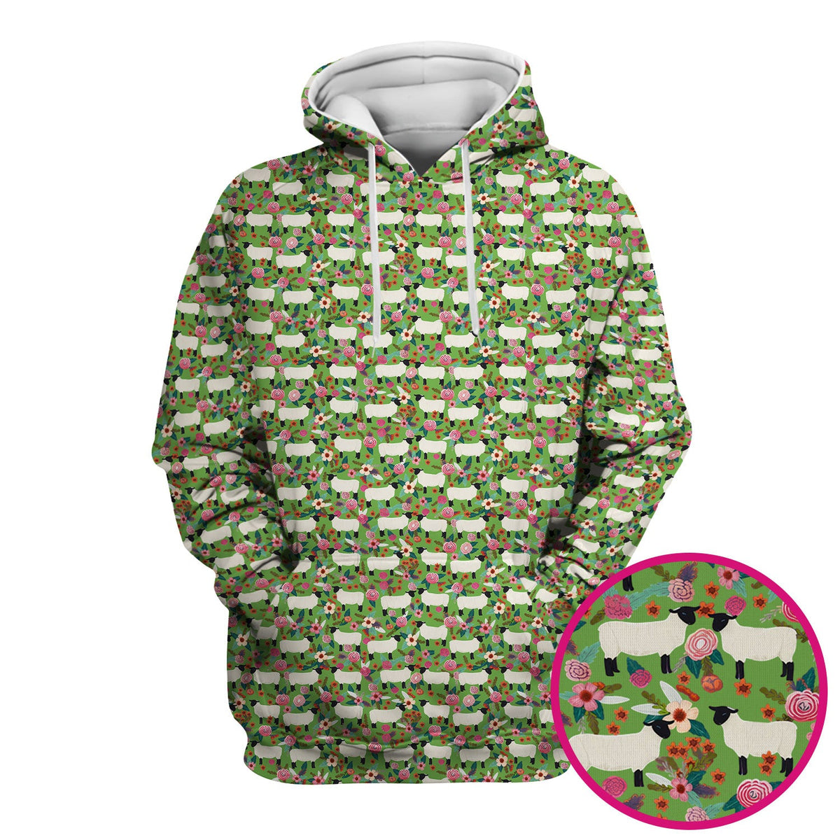 Sheep Floral Meadow Nurse Scrub Top