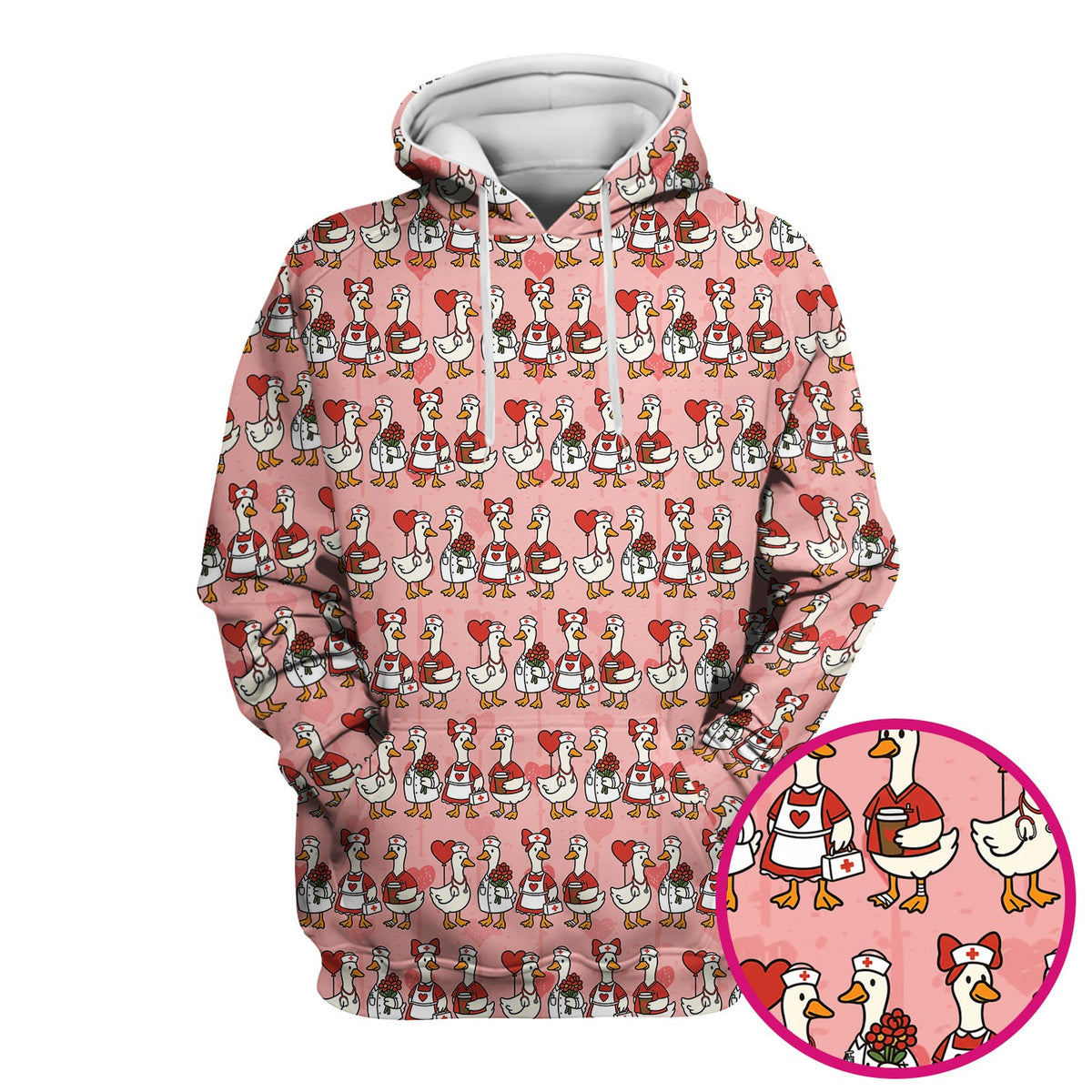 Valentine Nurse Goose Scrub Top