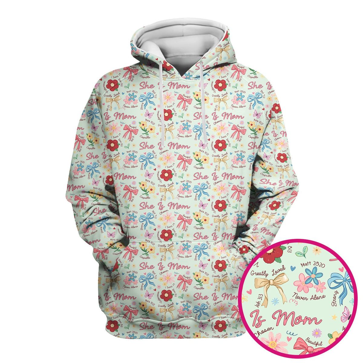 She Is Mom Floral Bow Nurse Scrub Top