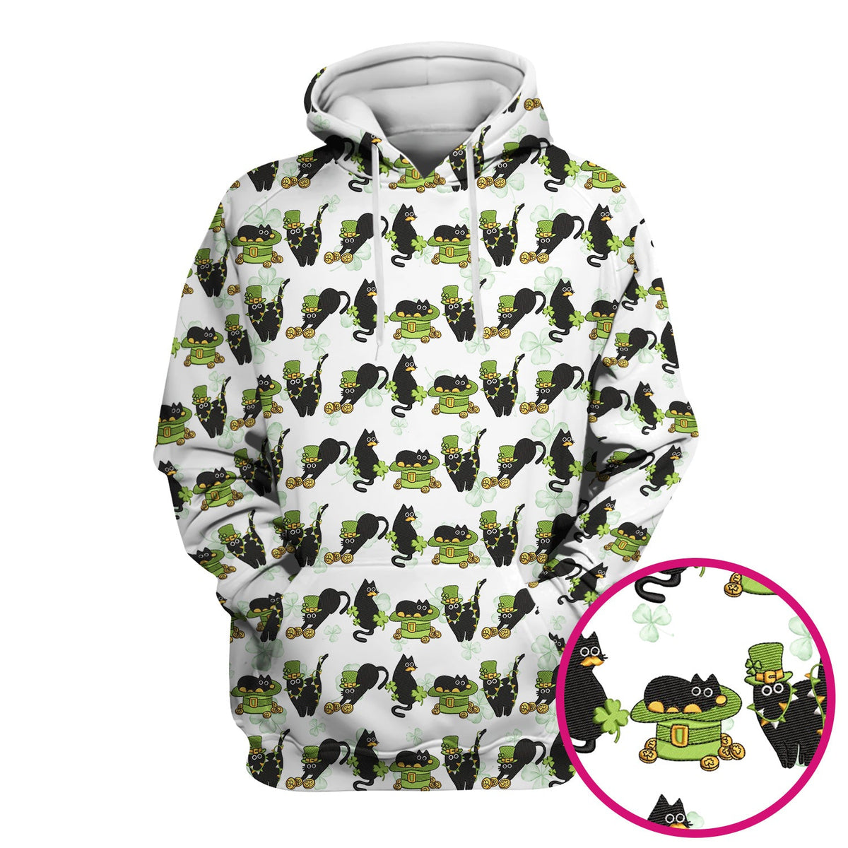 St Patrick Black Cat Clover Nurse Scrub Top