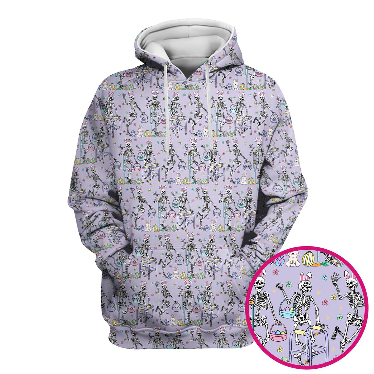 Fun Skeleton Bunny Nurse Scrub Top - Easter Gift