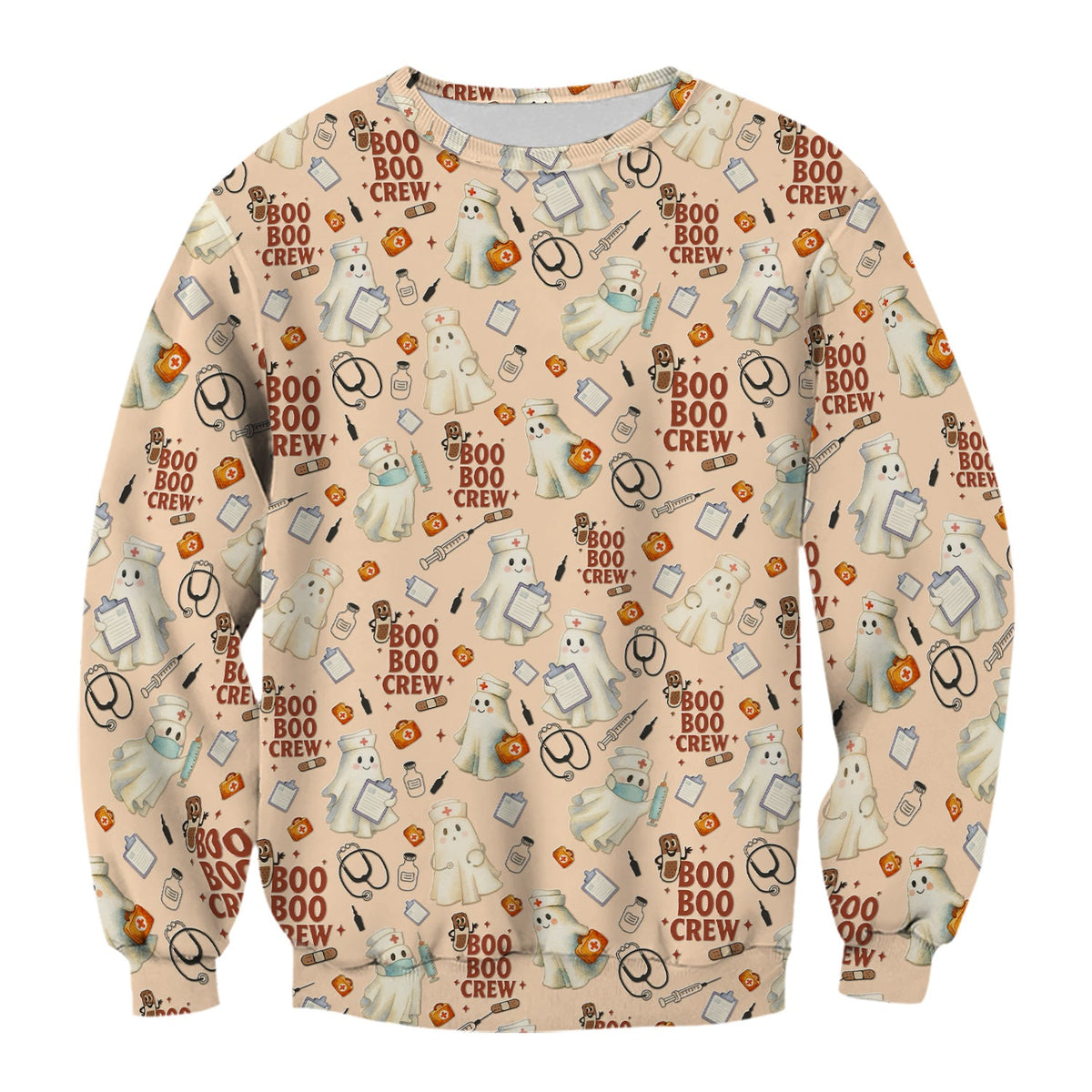 Boo Boo Crew Funny Ghost Nurse Scrub Top
