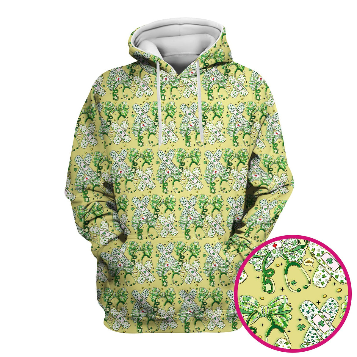 St Patrick Shamrock Stethoscope Nurse Scrub Top