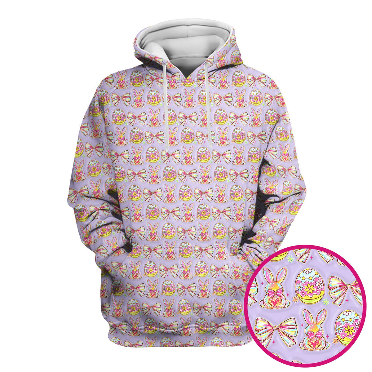 Bunny Pastel Egg Bow Nurse Scrub Top - Easter Gift