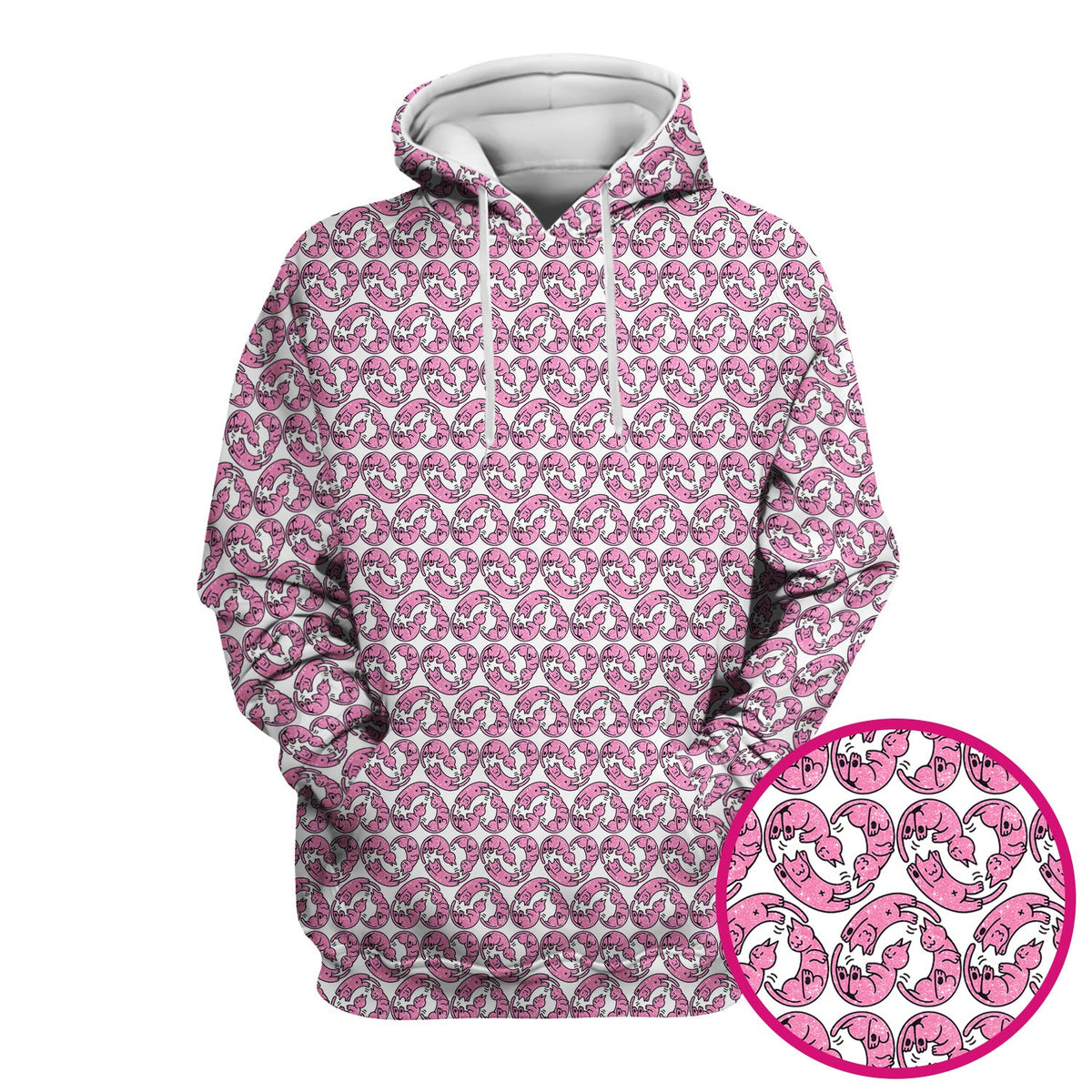 Pink Cat Cartoon Nurse Scrub Top