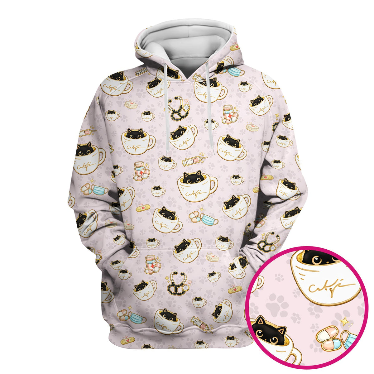 Coffee Cat Nurse Scrub Top