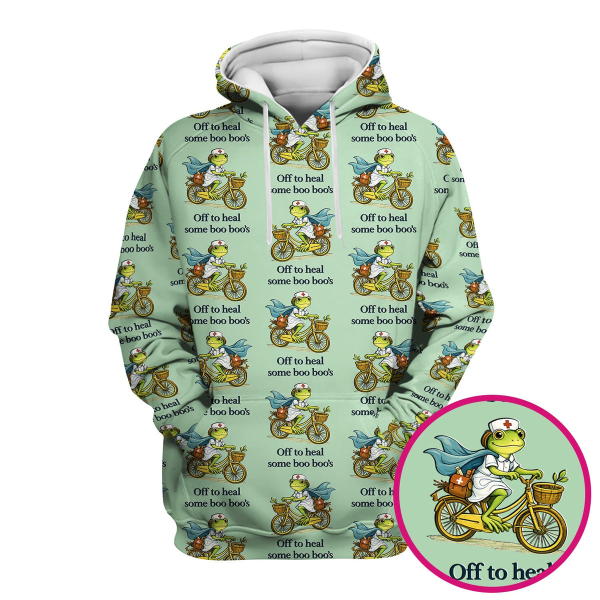 Frog Cycling Nurse Scrub Top
