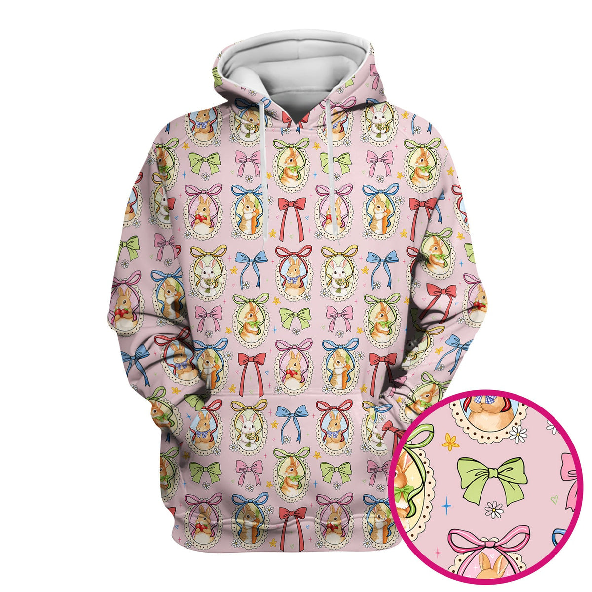 Bunny Cameo Bow Nurse Scrub Top - Easter Gift
