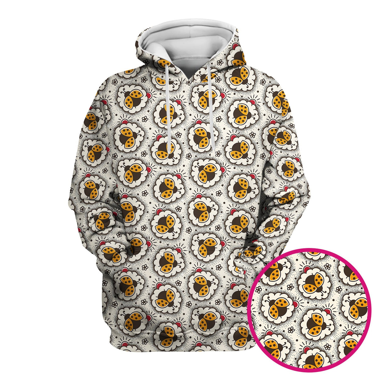 Ladybug Floral Frame Nurse Scrub Top