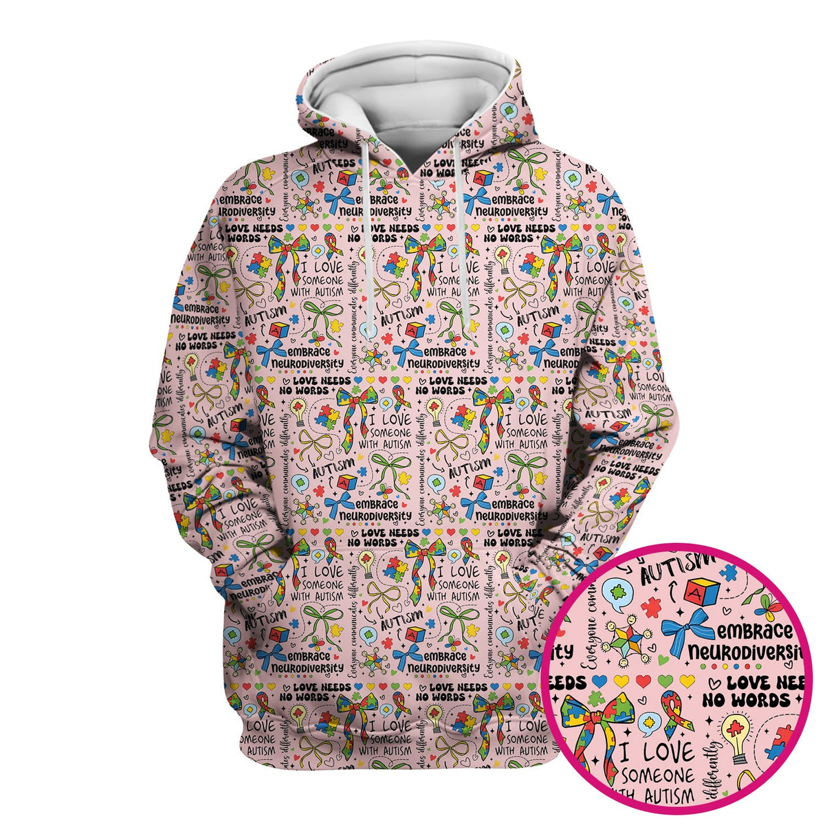 Autism Awareness Puzzle Ribbon Pastel Nurse Scrub Top