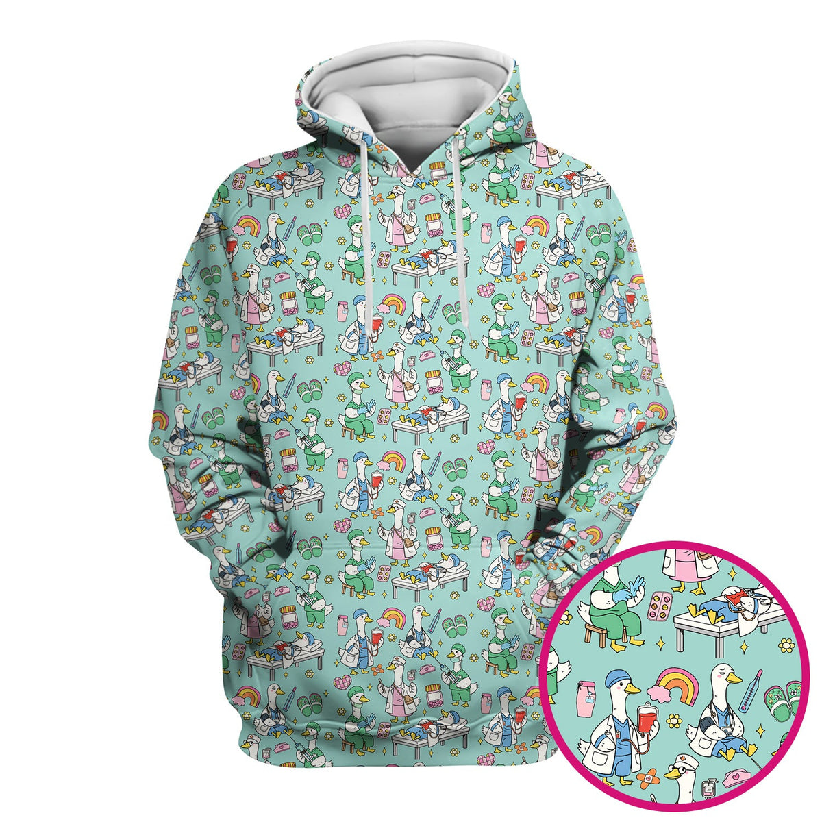 Duck Medical Doodle Nurse Scrub Top