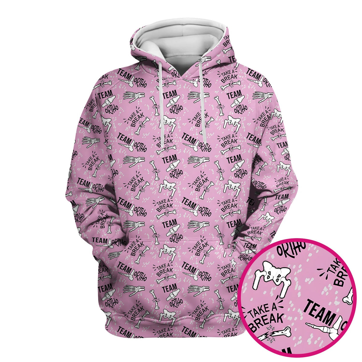 Team Ortho Bone Joint Print Scrub Top, Breathable Fabrics Nursing Uniform
