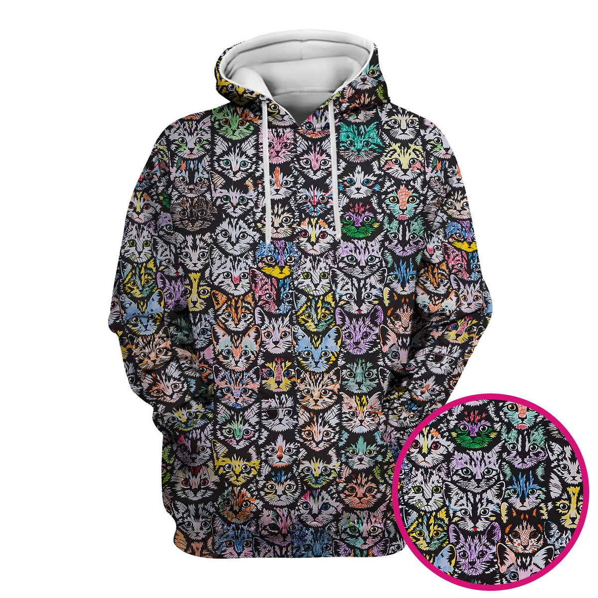 Colorful Cat Faces Nurse Scrub Top