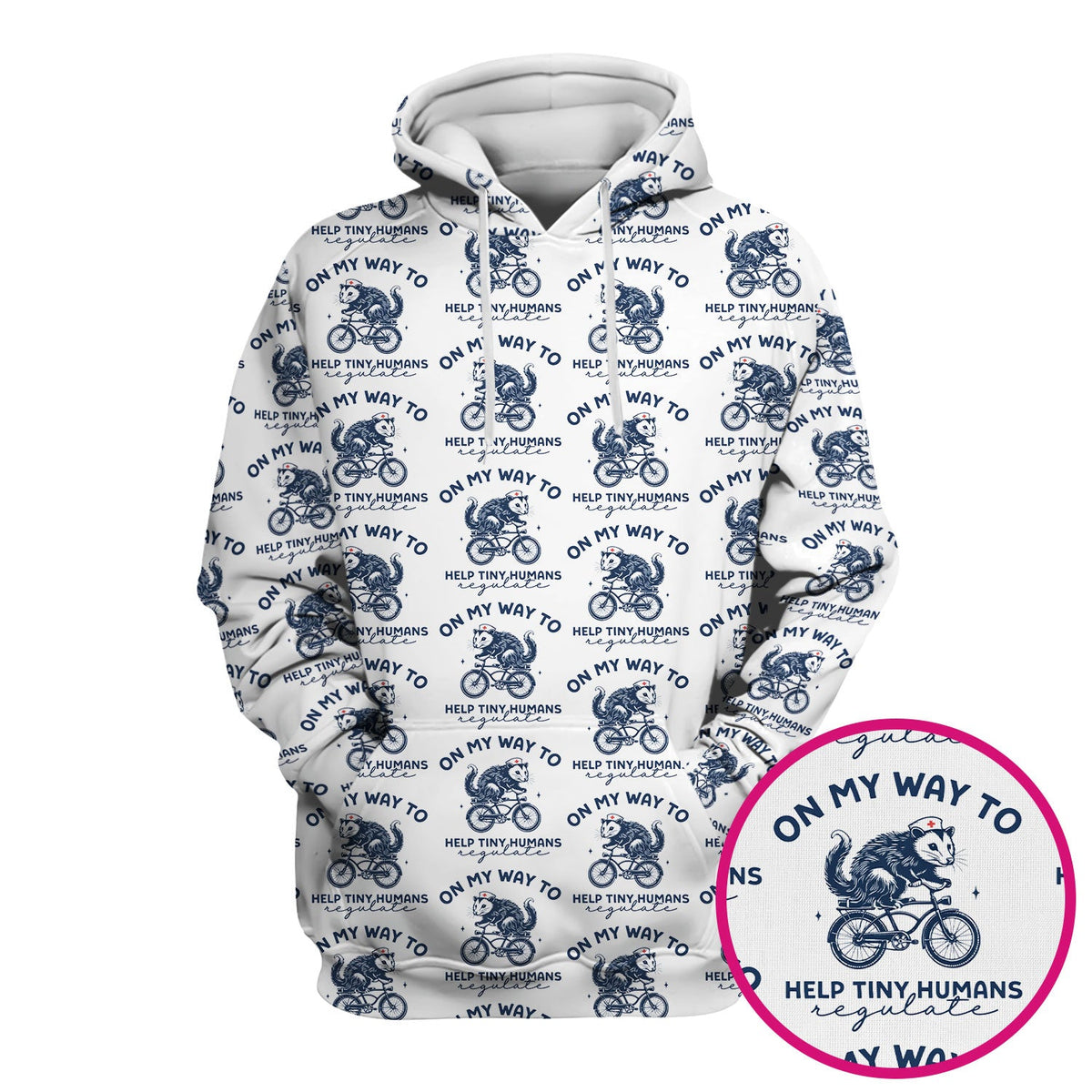 Biking Opossum Funny Quote Nurse Scrub Top