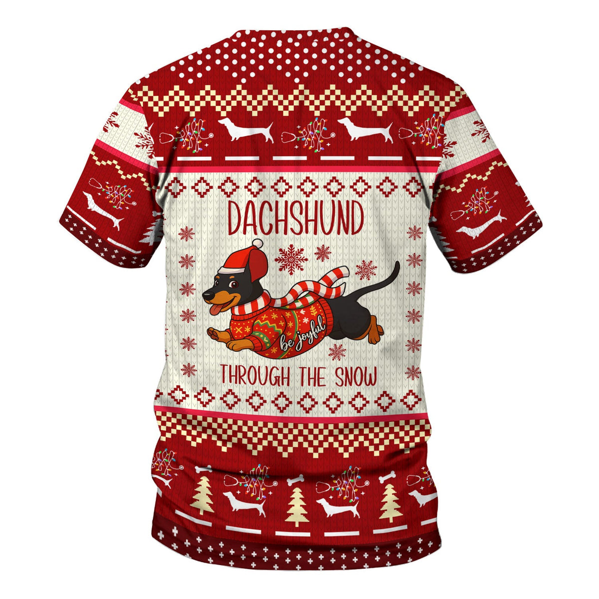 Wiener Dog Through The Snow Christmas Nurse Scrub Top