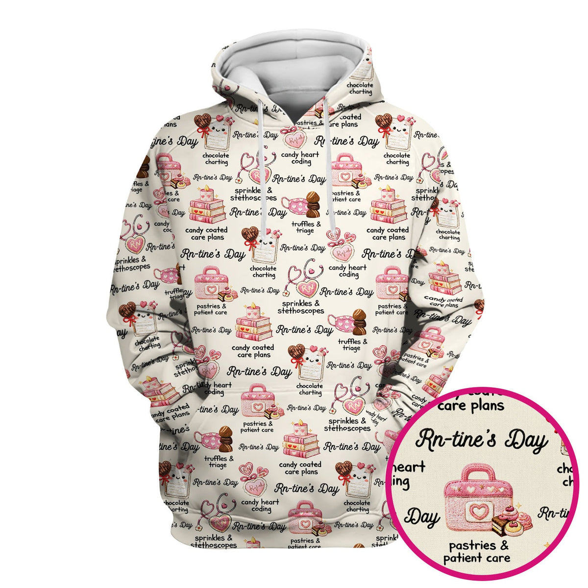 RN Sweets Valentine Stethoscope Nurse Scrub Top