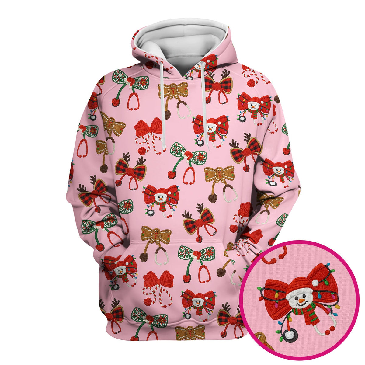 Christmas Stethoscope Bow Nurse Scrub Top