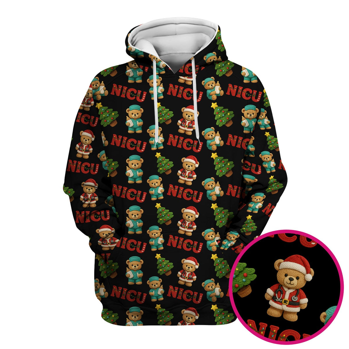 NICU Nurse Teddy Bear Scrub Top - Christmas Gift