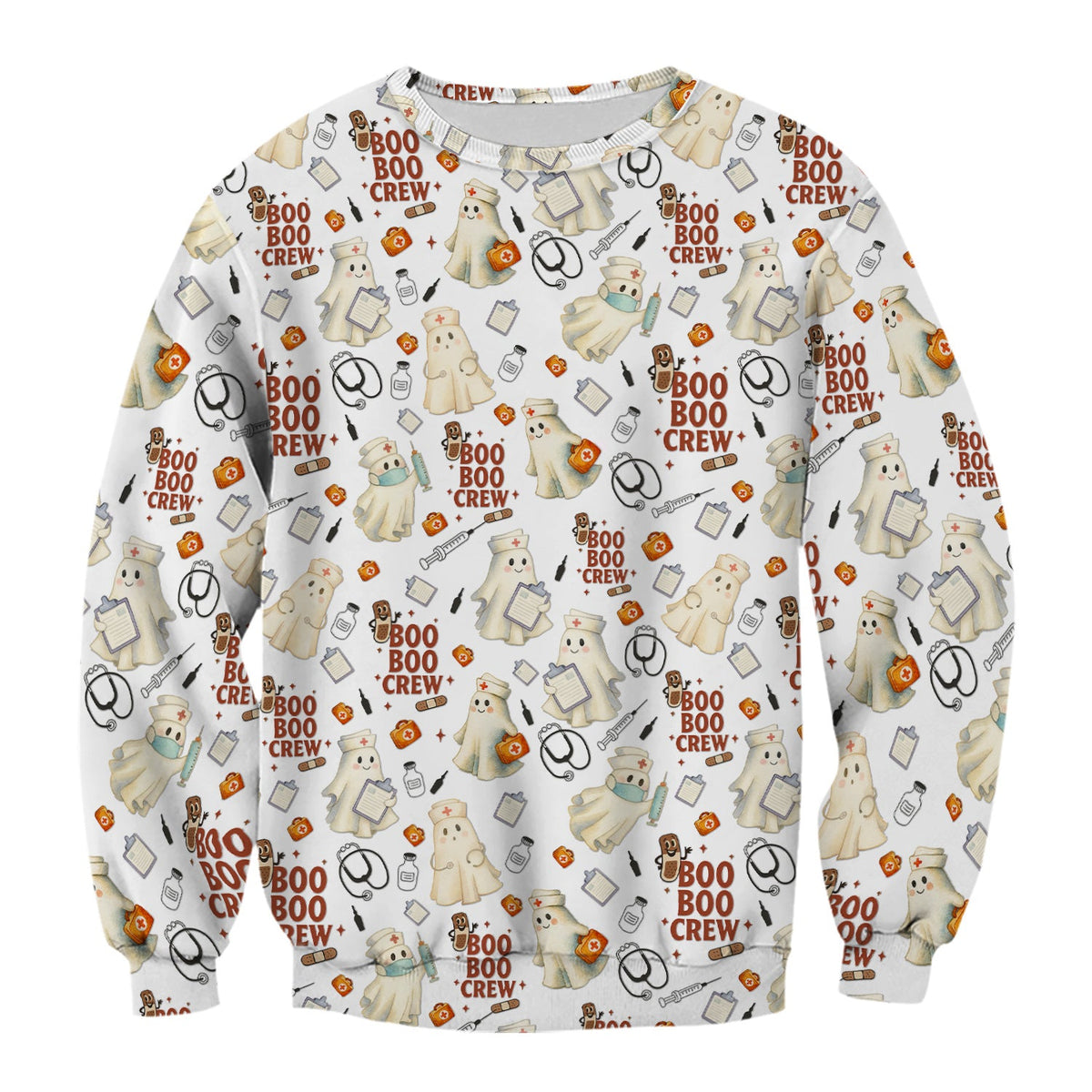 Boo Boo Crew Funny Ghost Nurse Scrub Top