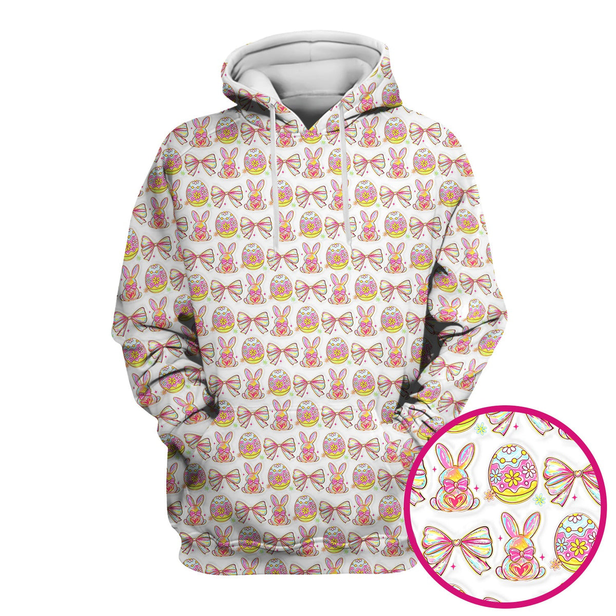 Bunny Pastel Egg Bow Nurse Scrub Top - Easter Gift