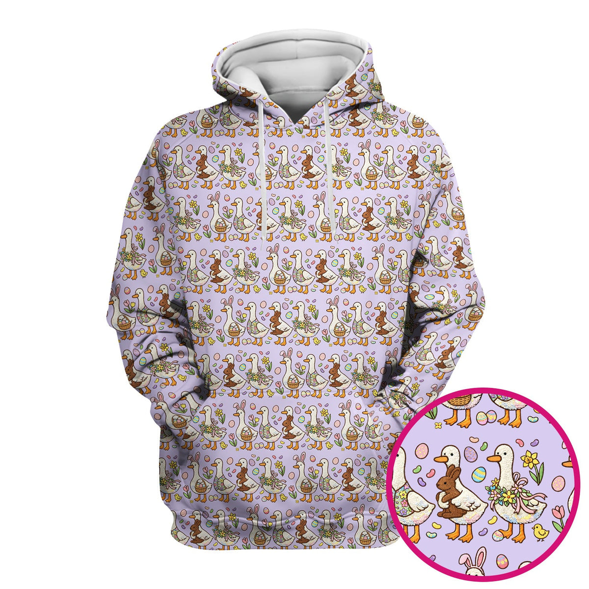 Duck Bunny Egg Floral Nurse Scrub Top - Easter Gift
