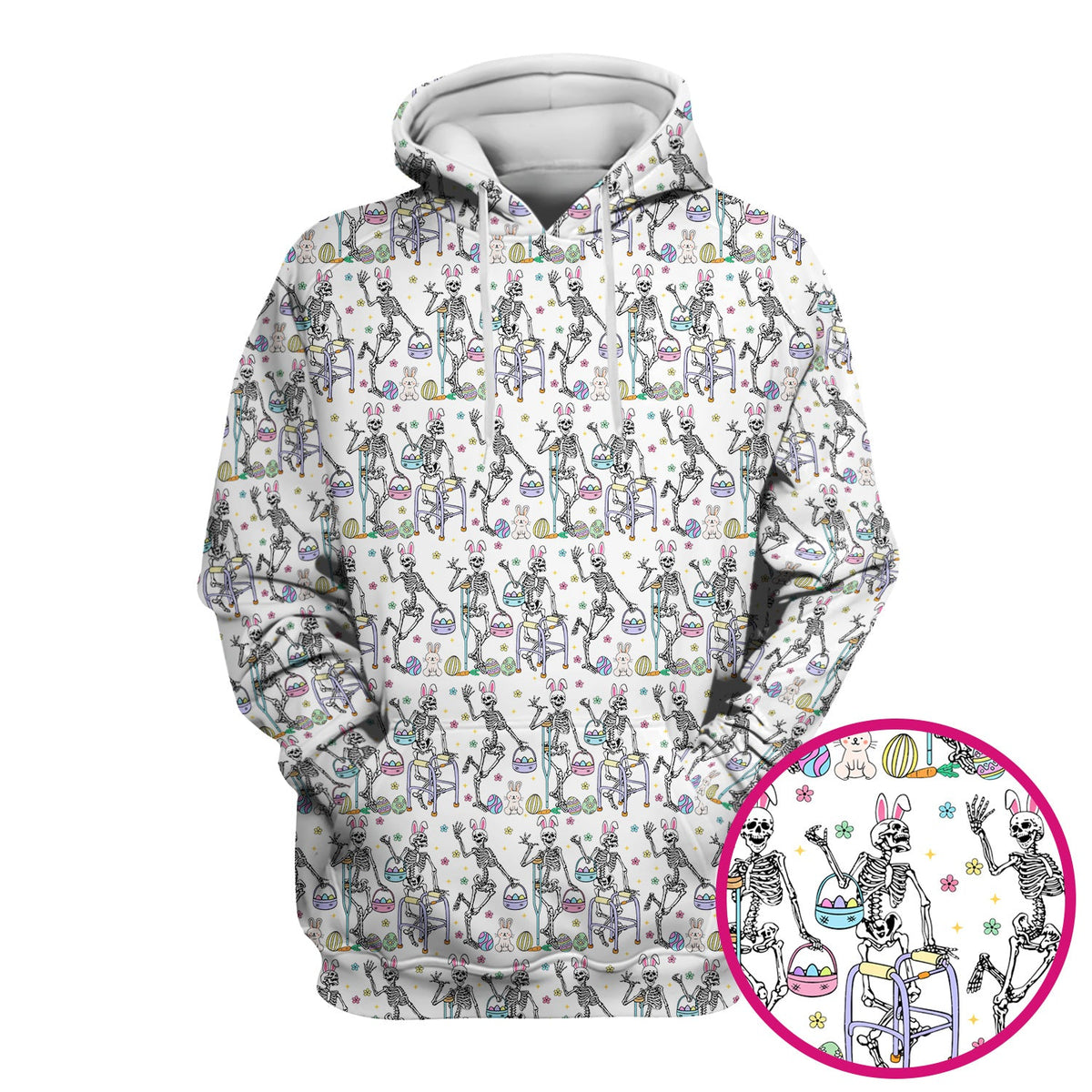 Fun Skeleton Bunny Nurse Scrub Top - Easter Gift